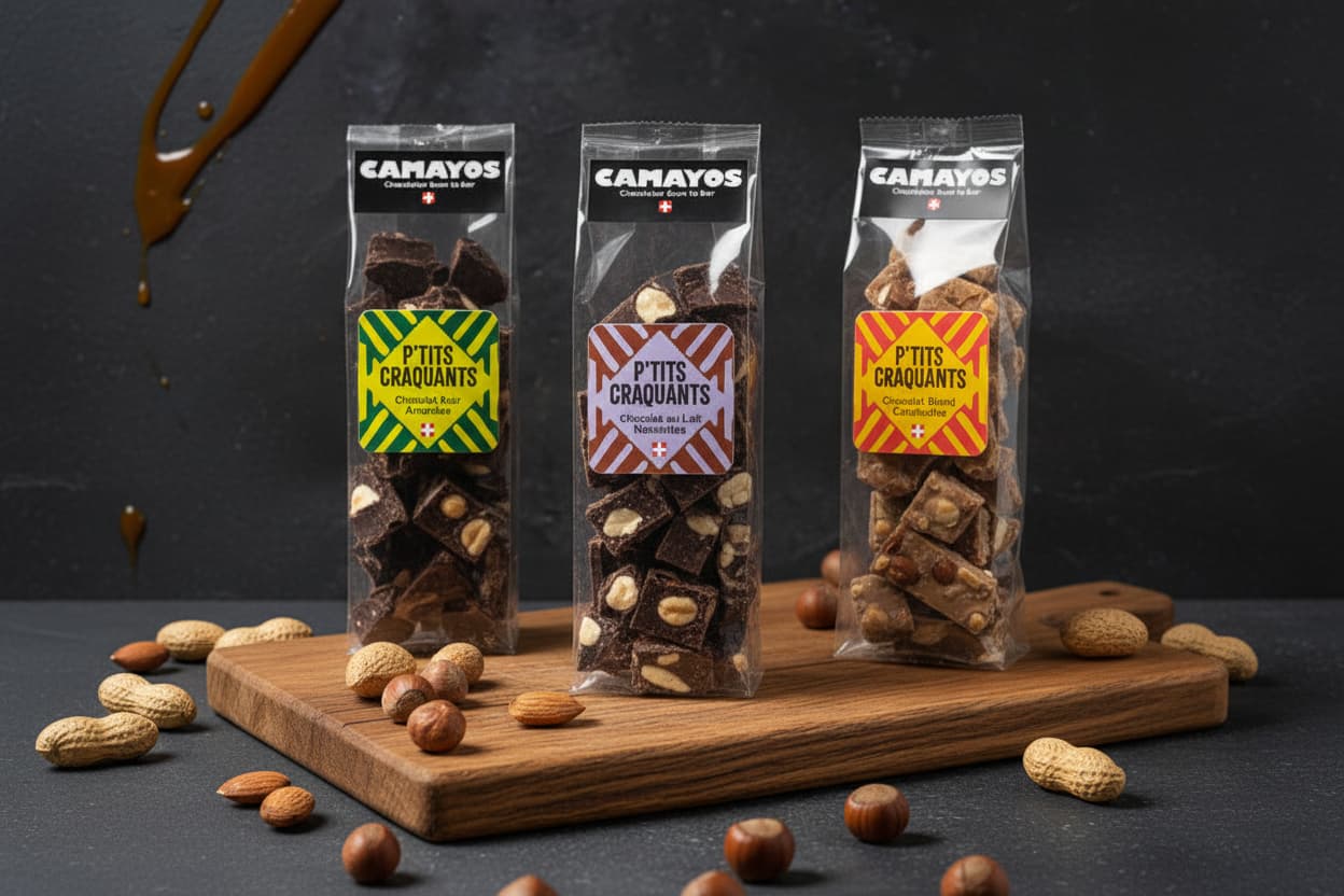 🍫 🌰 + 🤎 P’tits Craquants Chocolat noir Amandes Camayos – Sachet 150g
