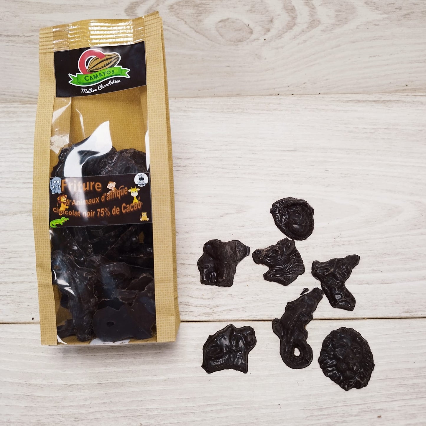 🐘🦓🍫 Friture d’animaux d’Afrique – Chocolat noir 75% – 150g