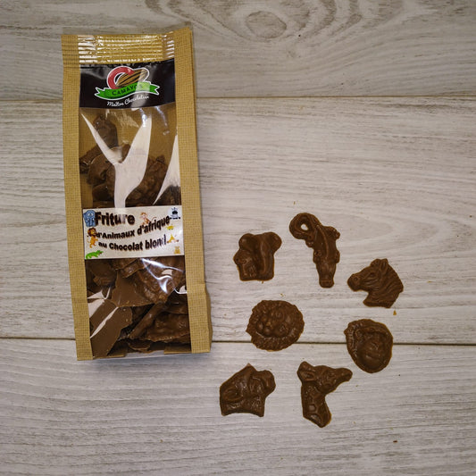 🐘🦒🍫 Friture d’animaux d’Afrique – Chocolat blond – 150g