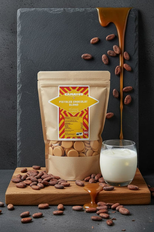 🍫🥛🧇 Pistoles de chocolat blond Camayos 1KG – Artisanales et traçables