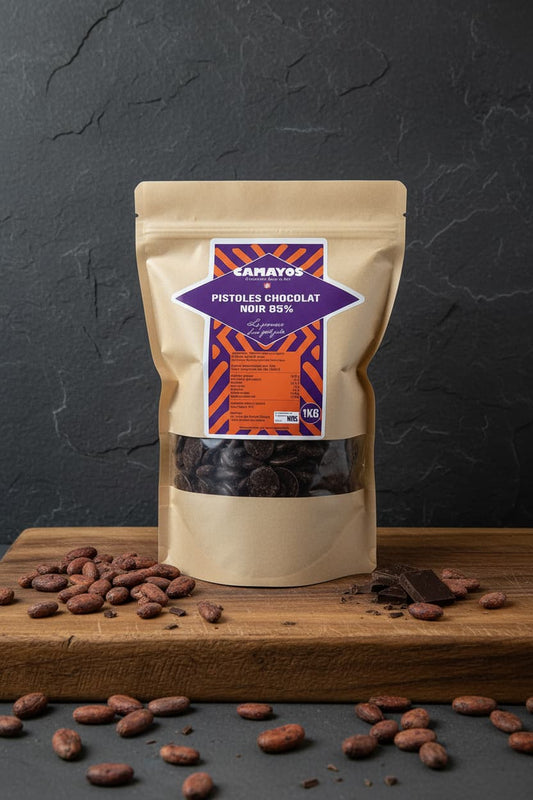 🍫💪 Pistoles de chocolat noir 85% DE CACAO Camayos 1KG – Artisanales et traçables