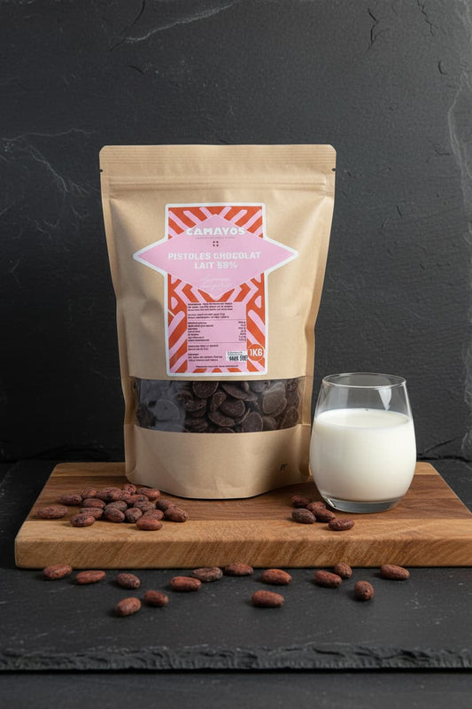 🍫🥛 Pistoles de chocolat au lait 55% de Cacao Camayos 1 KG – Artisanales et traçables