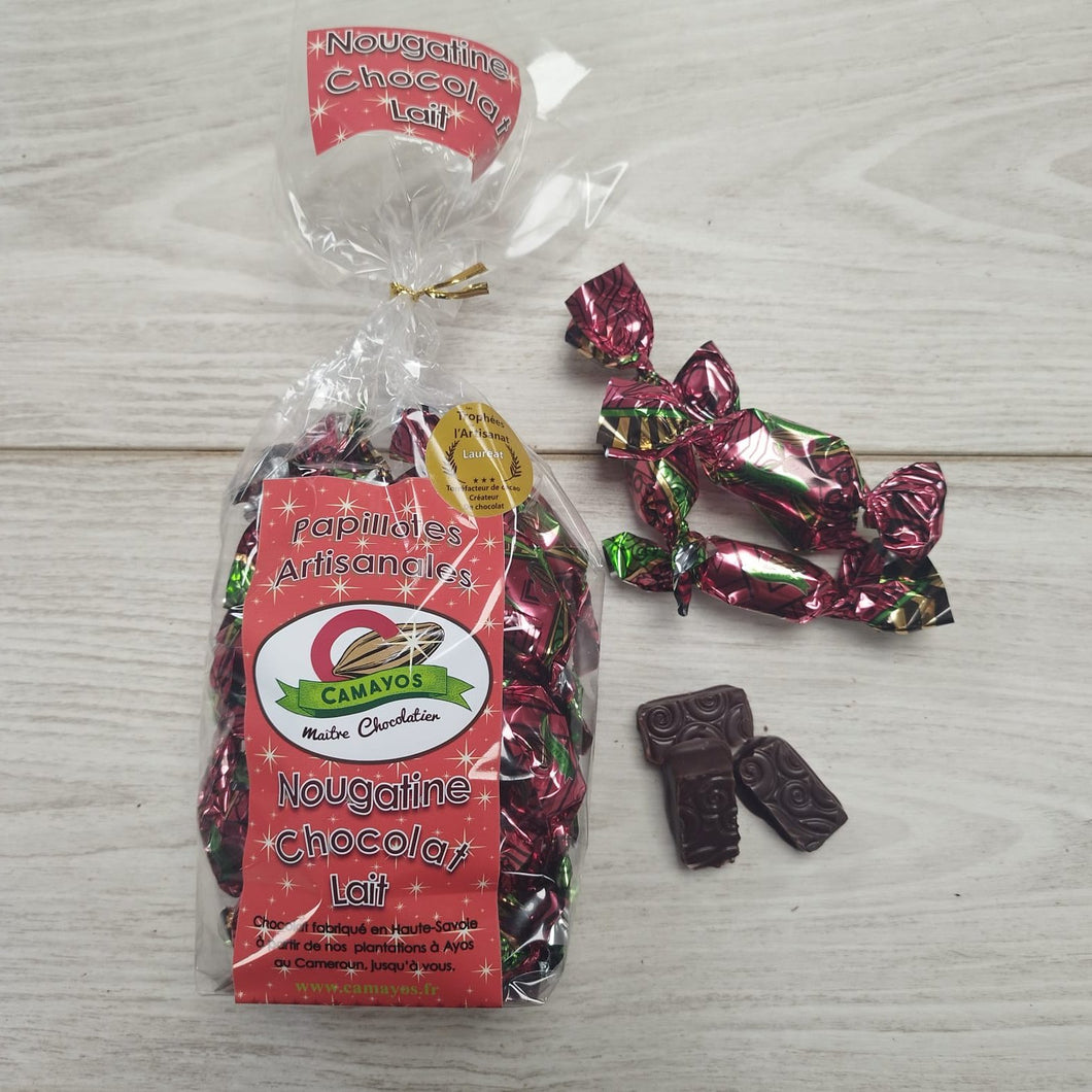 🍬🥜🍫 Papillotes artisanal nougatine de cacahuète – Chocolat au lait – 220g