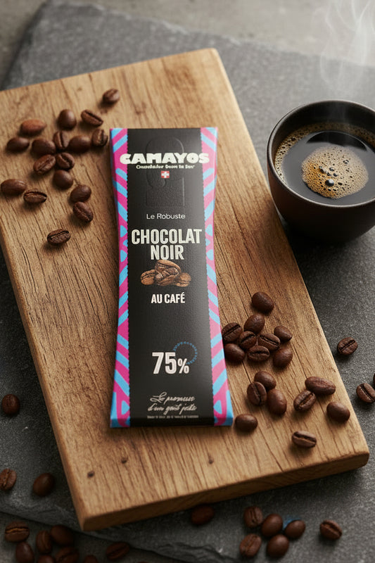 Le Robuste - ☕🍫 Tablette Camayos – Chocolat noir 72% au café – 80g
