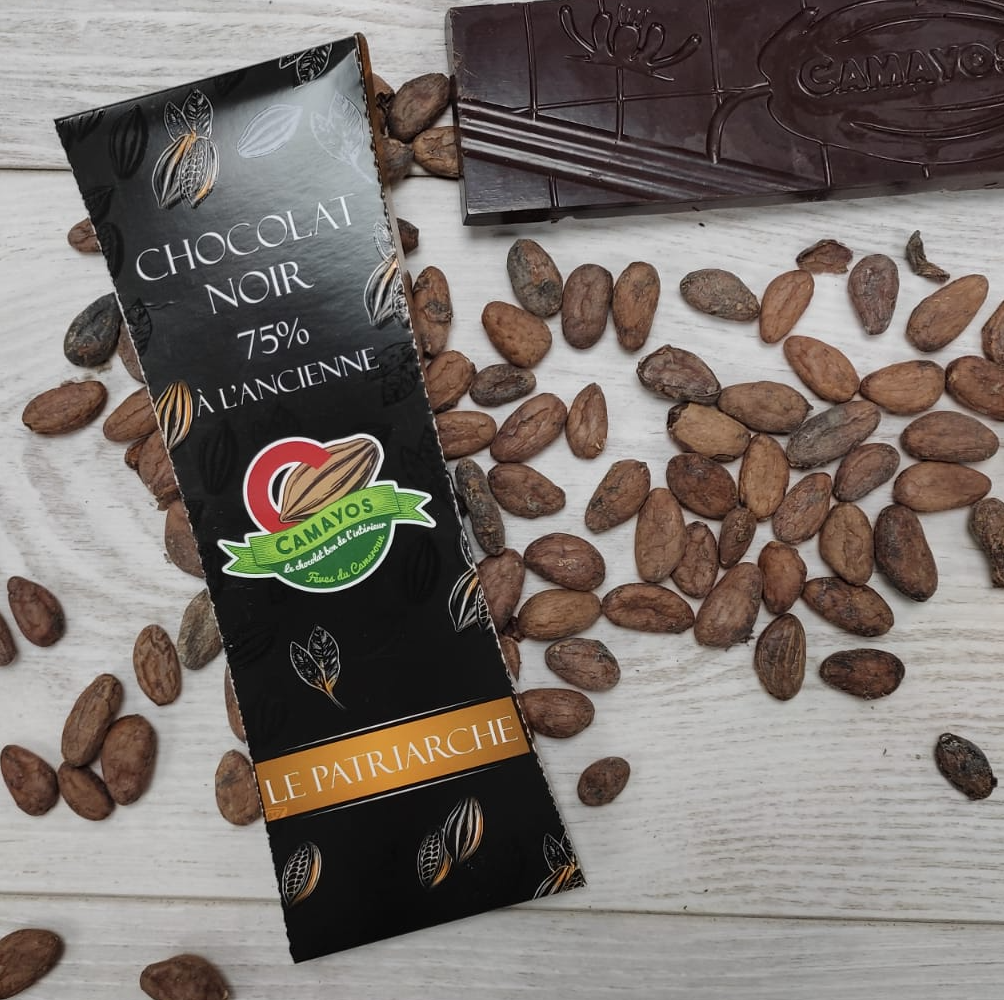 Le Patriarche - Tablette chocolat noir a l'ancienne aux éclats de fèves de cacao 75%